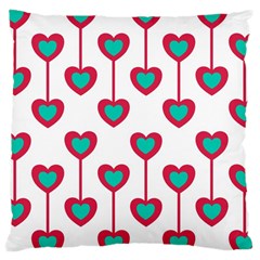 Red Hearts On A White Background Large Cushion Case (one Side) by SychEva