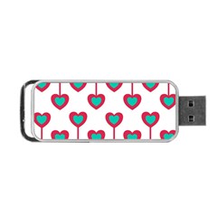 Red Hearts On A White Background Portable Usb Flash (one Side) by SychEva