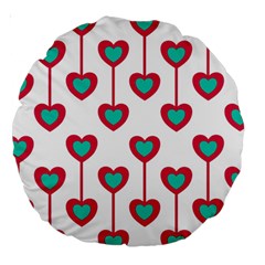 Red Hearts On A White Background Large 18  Premium Round Cushions by SychEva