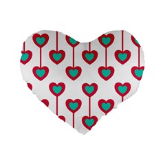 Red Hearts On A White Background Standard 16  Premium Heart Shape Cushions by SychEva