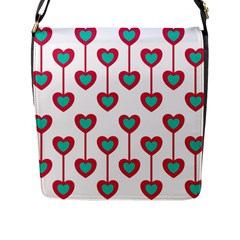 Red Hearts On A White Background Flap Closure Messenger Bag (l) by SychEva