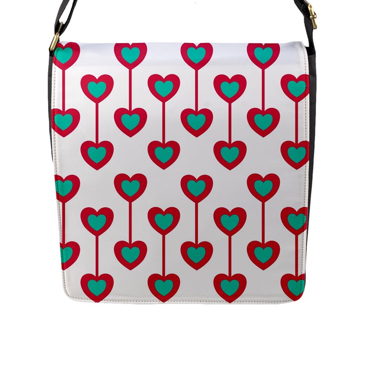 Red Hearts On A White Background Flap Closure Messenger Bag (L)