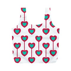 Red Hearts On A White Background Full Print Recycle Bag (m) by SychEva