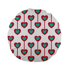 Red Hearts On A White Background Standard 15  Premium Flano Round Cushions by SychEva