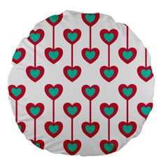 Red Hearts On A White Background Large 18  Premium Flano Round Cushions by SychEva