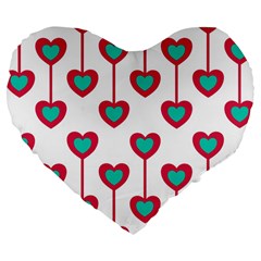 Red Hearts On A White Background Large 19  Premium Flano Heart Shape Cushions by SychEva