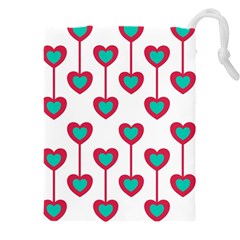 Red Hearts On A White Background Drawstring Pouch (5xl) by SychEva