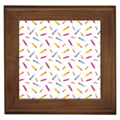 Multicolored Pencils And Erasers Framed Tile by SychEva