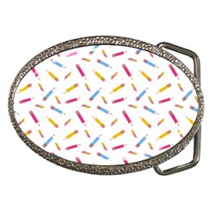 Multicolored Pencils And Erasers Belt Buckles by SychEva