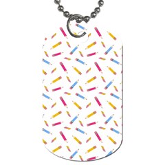 Multicolored Pencils And Erasers Dog Tag (two Sides) by SychEva