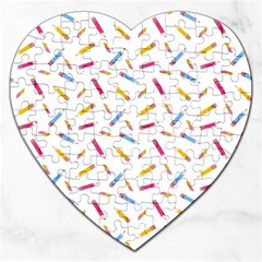 Multicolored Pencils And Erasers Jigsaw Puzzle (heart) by SychEva