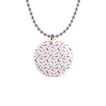 Multicolored Pencils And Erasers 1  Button Necklace Front