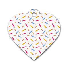 Multicolored Pencils And Erasers Dog Tag Heart (one Side) by SychEva