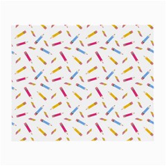 Multicolored Pencils And Erasers Small Glasses Cloth (2 Sides) by SychEva