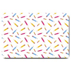 Multicolored Pencils And Erasers Large Doormat  by SychEva