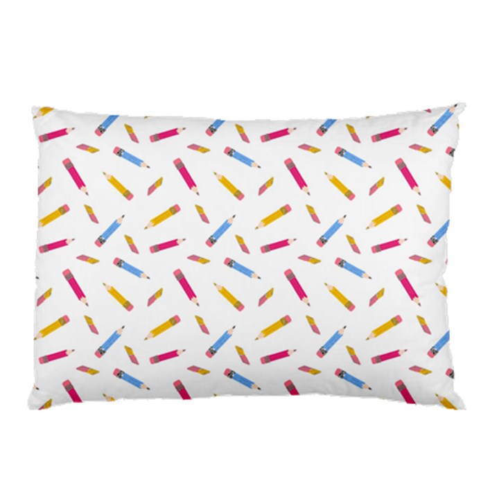 Multicolored Pencils And Erasers Pillow Case