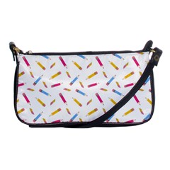 Multicolored Pencils And Erasers Shoulder Clutch Bag by SychEva