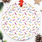 Multicolored Pencils And Erasers Ornament (Round Filigree) Front