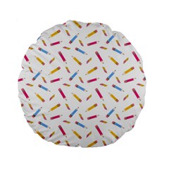 Multicolored Pencils And Erasers Standard 15  Premium Round Cushions by SychEva