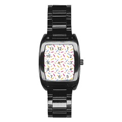 Multicolored Pencils And Erasers Stainless Steel Barrel Watch by SychEva