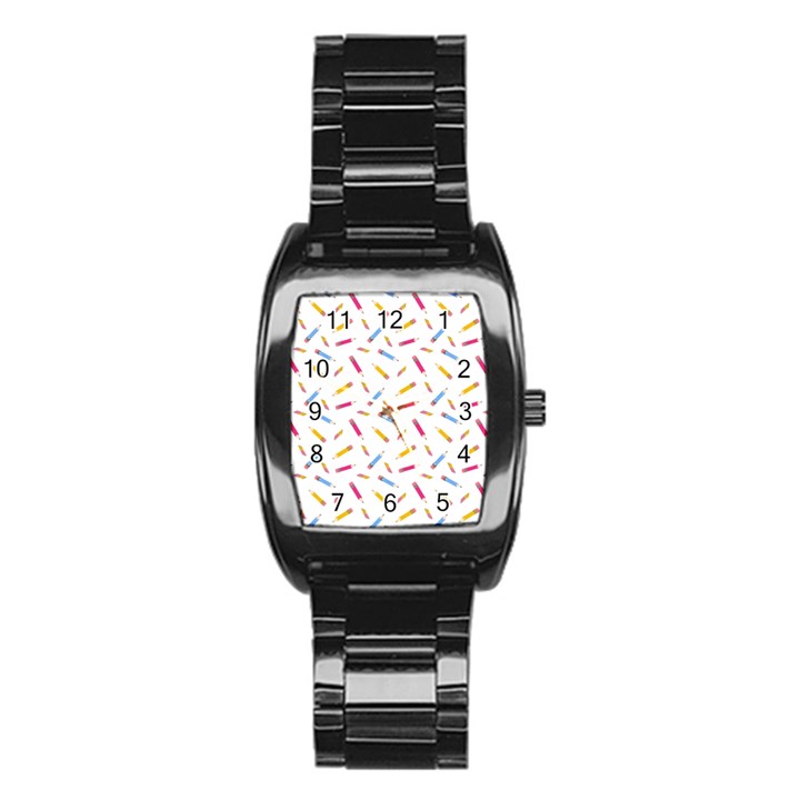 Multicolored Pencils And Erasers Stainless Steel Barrel Watch