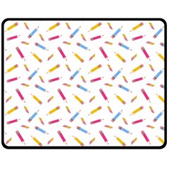 Multicolored Pencils And Erasers Double Sided Fleece Blanket (medium)  by SychEva