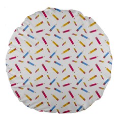 Multicolored Pencils And Erasers Large 18  Premium Flano Round Cushions by SychEva