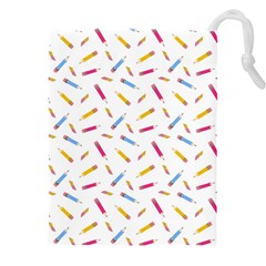 Multicolored Pencils And Erasers Drawstring Pouch (4xl) by SychEva