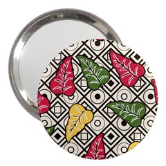 Leaves Foliage Batik Seamless 3  Handbag Mirrors by Amaryn4rt