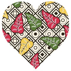 Leaves Foliage Batik Seamless Wooden Puzzle Heart by Amaryn4rt