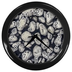 White Rocks Close Up Pattern Photo Wall Clock (black) by dflcprintsclothing