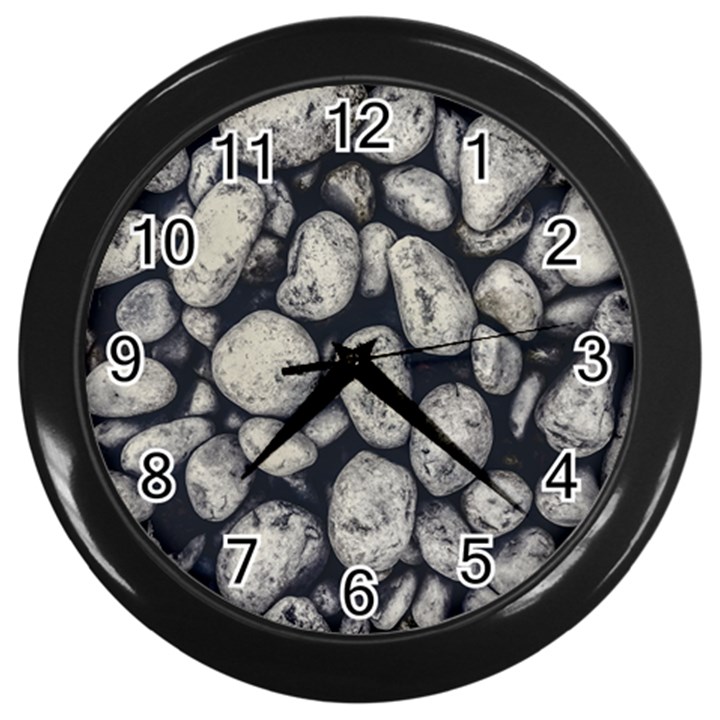 White Rocks Close Up Pattern Photo Wall Clock (Black)