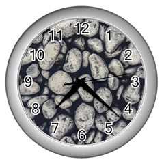 White Rocks Close Up Pattern Photo Wall Clock (silver) by dflcprintsclothing