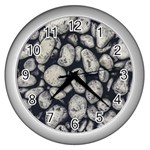 White Rocks Close Up Pattern Photo Wall Clock (Silver) Front