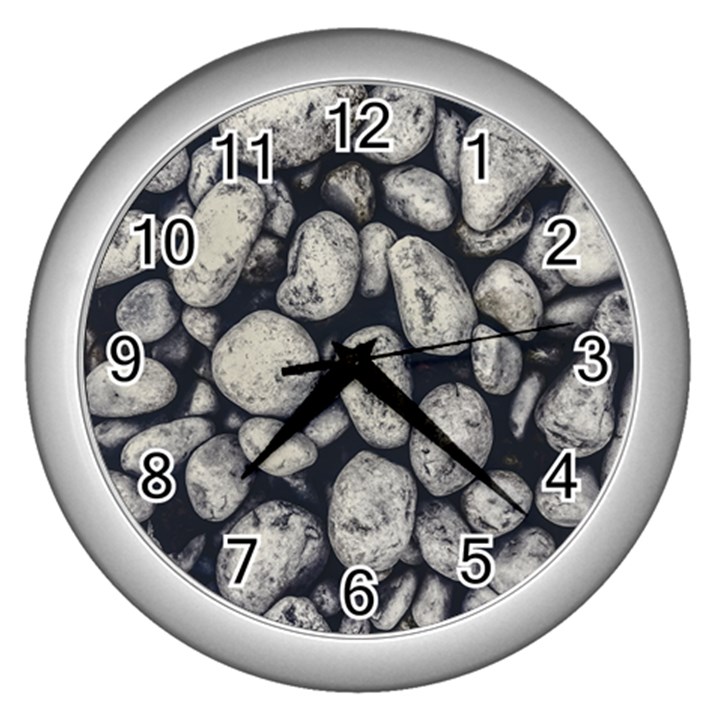 White Rocks Close Up Pattern Photo Wall Clock (Silver)