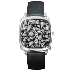 White Rocks Close Up Pattern Photo Square Metal Watch