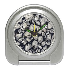 White Rocks Close Up Pattern Photo Travel Alarm Clock by dflcprintsclothing