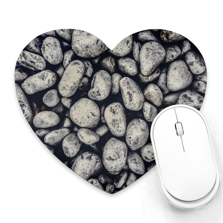 White Rocks Close Up Pattern Photo Heart Mousepads