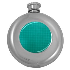 Metallic Mesh Screen 2-blue Round Hip Flask (5 Oz)