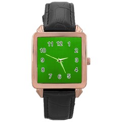 Metallic Mesh Screen 2-green Rose Gold Leather Watch 