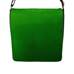 Metallic Mesh Screen 2-green Flap Closure Messenger Bag (L)