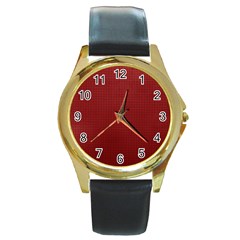 Metallic Mesh Screen 2-red Round Gold Metal Watch by impacteesstreetweareight