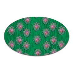 Lotus Bloom In The Blue Sea Of Peacefulness Oval Magnet by pepitasart