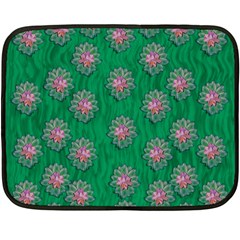 Lotus Bloom In The Blue Sea Of Peacefulness Double Sided Fleece Blanket (mini)  by pepitasart