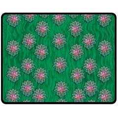 Lotus Bloom In The Blue Sea Of Peacefulness Fleece Blanket (medium)  by pepitasart