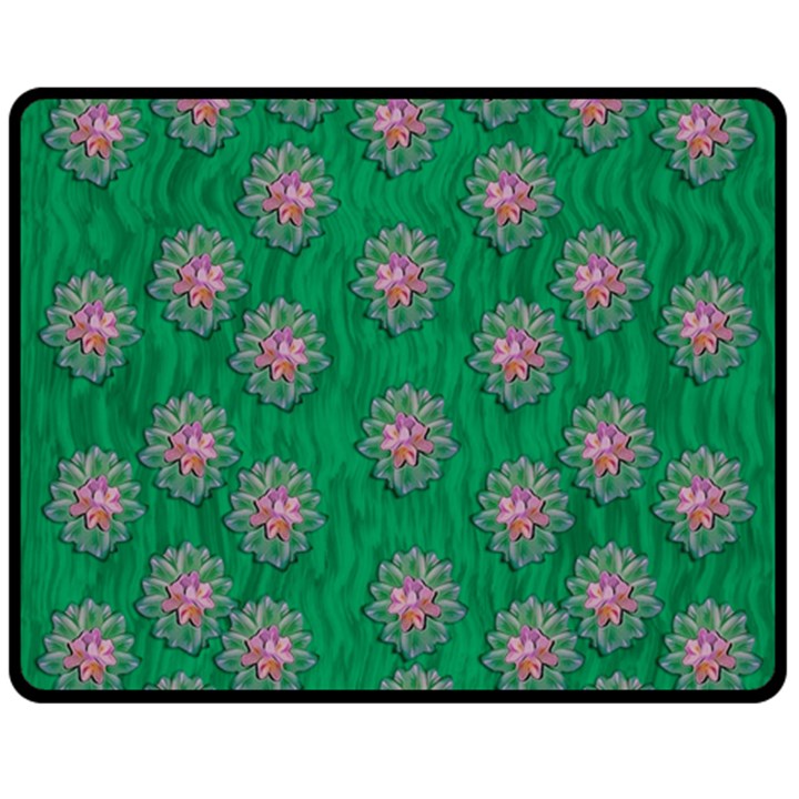 Lotus Bloom In The Blue Sea Of Peacefulness Fleece Blanket (Medium) 