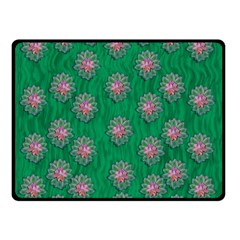 Lotus Bloom In The Blue Sea Of Peacefulness Double Sided Fleece Blanket (small)  by pepitasart