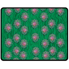 Lotus Bloom In The Blue Sea Of Peacefulness Double Sided Fleece Blanket (medium)  by pepitasart