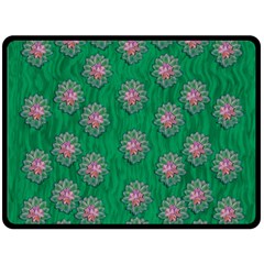 Lotus Bloom In The Blue Sea Of Peacefulness Double Sided Fleece Blanket (large)  by pepitasart