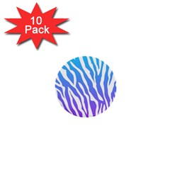 White Tiger Purple & Blue Animal Fur Print Stripes 1  Mini Buttons (10 Pack)  by Casemiro